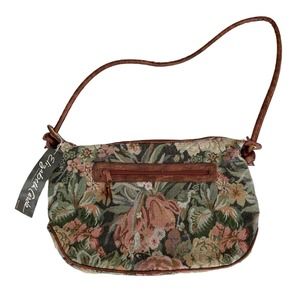 Vintage ‘80s Elizabeth Carole Shoulder Bag HandBag Embroidered Floral Fabric NOS